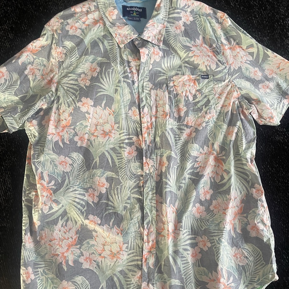 Chubbies Men's Floral Green and Pink Shirt